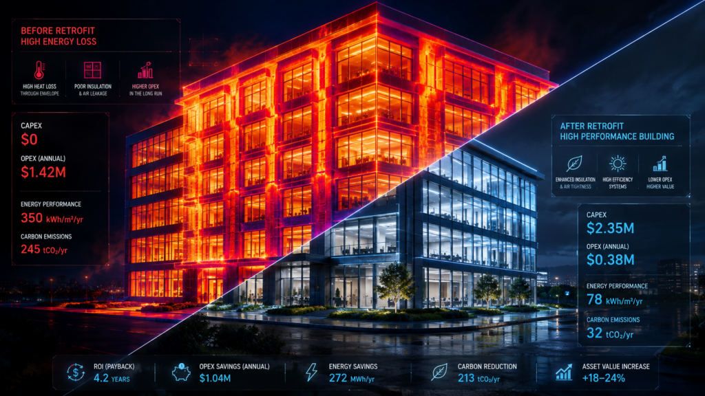 Prima e dopo_ edificio ad alta efficienza energetica